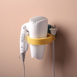 Wall Mounted Hair Dryer Holder Suction Cup Mount Circular Design For Bathroom Storage Durable Yellow White Black Color Options - Product Image 2