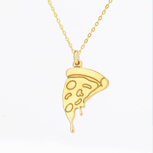 Collana in Acciaio Inossidabile con Ciondolo a Tema Cibo: Pizza, Hotdog, Baguette, Pane Lievitato, Divertente e Delicata, OEM - Product Image 2
