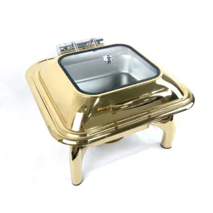 YITIAN Hotel Use Wholesale Modern Style Rectangular 201 Stainless Steel Chafing Dish Buffet Electric Food Warmer Container Set