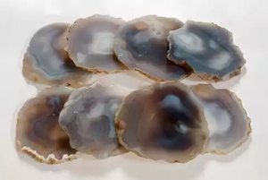 Natural <b>Agate</b> Crystal <b>Coaster</b> Golden Plated Irregular Gemstone Plate Handmade Decor for Home Gift - Product Image 3