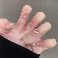10 Pièces Faux Ongles en Résine Haut de Gamme Style Pure Desire Nail Art Brillant Diamanté Prêts à Poser French Cat Eye Demi-Ongles