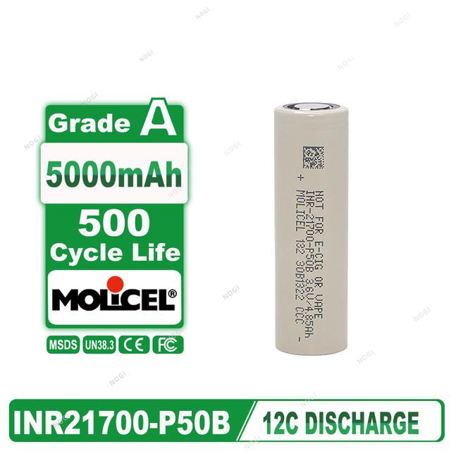 Molicel 3.7V 5000mAh NMC 21700 Cylindrical Cell for Extreme Power Demands