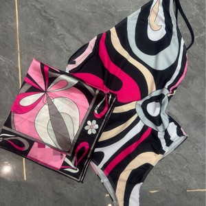 Ensemble <span class=keywords><strong>de</strong></span> bikini 4 pièces pour femme à imprimé animalier avec décolleté halter et décoration en maille, comprenant un <span class=keywords><strong>bandeau</strong></span> et une écharpe <span class=keywords><strong>de</strong></span> plage - Product Image 4
