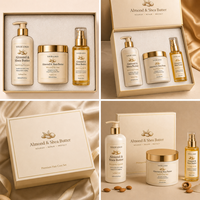 Ensemble Huile Capillaire et Shampoing Anti-Frisottis à l'Huile d'Amande et de Karité, Traitement Lissant pour Cheveux Bouclés et Secs, Soin Capillaire Personnalisé Marque Privée