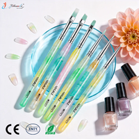 Nuevo Juego de 10 Pinceles Profesionales Multifuncionales con Mango Acrílico Brillante para Arte de Uñas, Esmalte de Gel UV y Pintura 3D