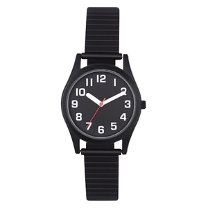 Montre Source Jewelry Factory, boîtier rond en alliage noir mat, <span class=keywords><strong>grand</strong></span> cadran à chiffres arabes, bracelet en silicone flexible, unisexe, quartz minimaliste - Product Image 1