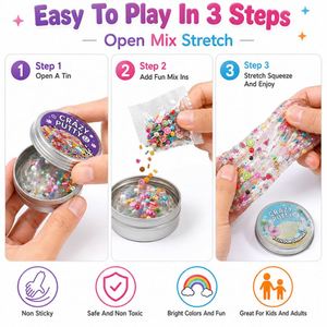 Scented Crystal Slime Putty Toy Metallic <b>Aluminum</b> <b>Container</b> Magic Surprise Stationery Carnival Club Bundle Display - Product Image 3