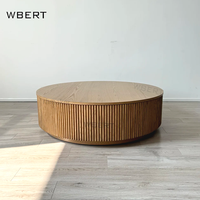 Table basse ronde en chêne de style campagnard américain WBERT Furniture - Meubles pour salon, salle à manger, chambre à coucher Mulholland