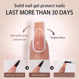 <span class=keywords><strong>AILLSA</strong></span> 120 unids/bolsa uñas artificiales francesas logotipo personalizado Color desnudo cubierta completa uñas postizas cuadradas largas prensa francesa en las uñas - Product Image 4