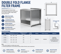 Rangka Filter Aluminium Flensa Ganda Ukuran Khusus untuk Penggantian Filter Panel Lipat AHU Cleanroom HVAC