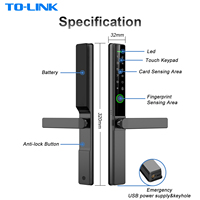 Cerradura Inteligente para Puerta de Vidrio y Aluminio con Grado de Impermeabilidad IP65, Control por Aplicación Tuya, Desbloqueo por Huella Dactilar, Contraseña, Tarjeta y Llave