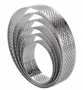 Anillos perforados para hornear de acero inoxidable antiadherentes, moldes redondos para tartas y postres franceses, círculos para base de tarta. - Product Image 3