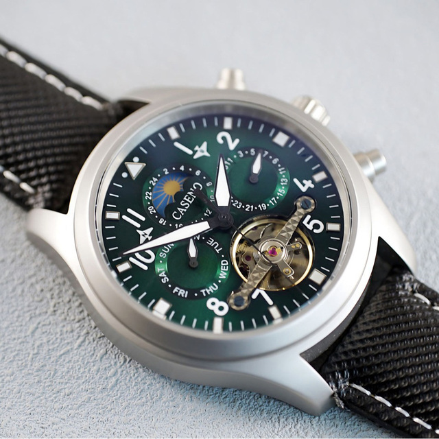 Moon Phase Automatic Watch Chronograph Tourbillon Skeleton Mechanical Multifunction Mechanical Watch