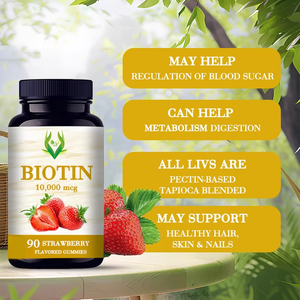 Hot Selling 10000NCG Biotin Gummies Strawberry Flavor <b>Supplement</b> with Biotin Improve Immune System and Promote Digestive Health - Product Image 6
