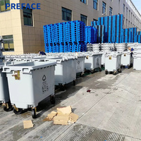 Poubelle à roulettes en plastique robuste de 660L 1100L EN 840 pour extérieur, 4 roues, conteneur à déchets industriel avec couvercle verrouillable