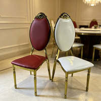 Chaises de banquet de luxe au design vintage, structure en métal plaqué or, empilables, pour événements