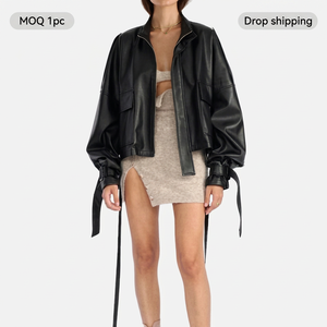 Veste en cuir véritable promotionnelle, nouvelle mode printemps, vestes en agneau pour femmes, design en cuir, broderie tendance, veste pour femmes - Product Image 1