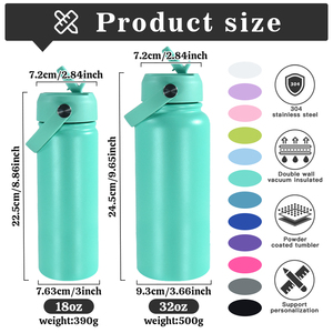 Gepersonaliseerde logo 18oz 32oz RVS fles vacuümfles geïsoleerde waterfles grote thermosfles met gekleurde handgreep deksel rubberen bodem - Product Image 5