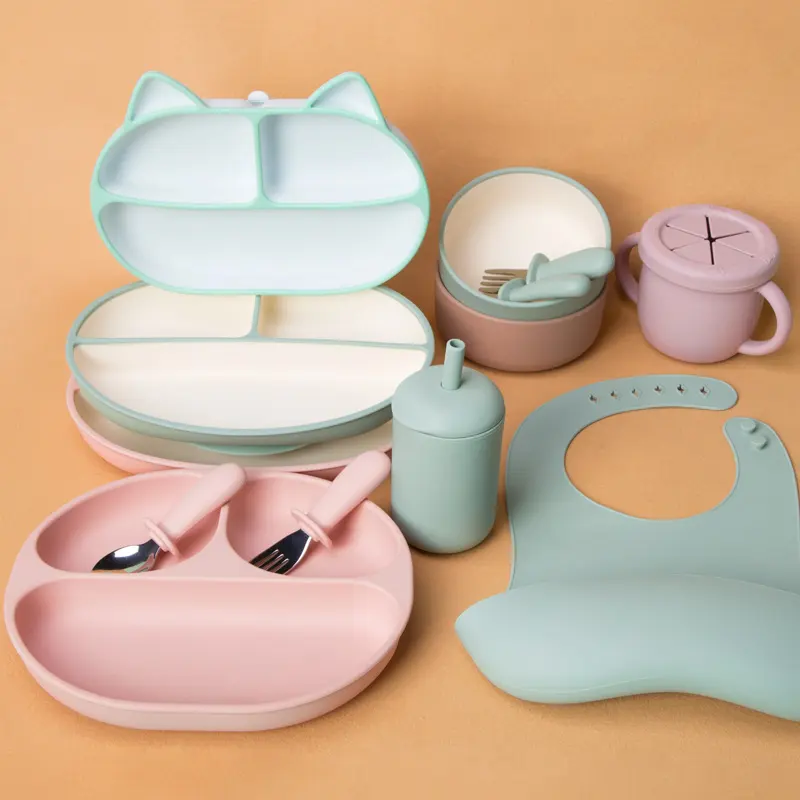 Biodegradable Baby Silicone Suction Plate Bowls For Babies