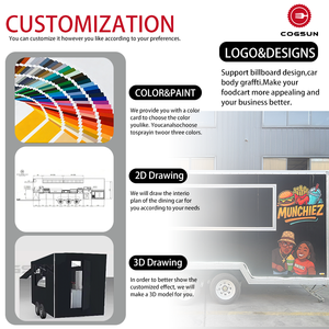 Remolque de cocina móvil multifuncional Cogsun con ventana de concesión para remolque de comida Sushi Burrito <span class=keywords><strong>y</strong></span> Taco - Product Image 6