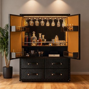 Armoire de designer nordique - Meuble à <span class=keywords><strong>vin</strong></span> en bois massif de luxe italien pour villa de luxe avec <span class=keywords><strong>casier</strong></span> en cuir - Product Image 4