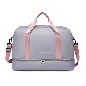 Minimal Solid Color Letter Print Short Business Trip Bag Wide Reinforced Handle Detachable Adjustable Shoulder Strap Sports - Product Image 1
