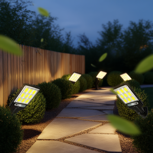 Lampes solaires de jardin 108 LED COB blanc chaud avec détecteur de mouvement IP65 pour montage mural extérieur, lot de 6 - Product Image 2