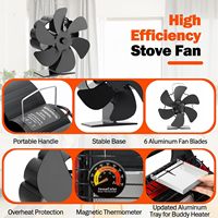 Ventilateur de circulation d'air innovant à 6 pales, durable, alimenté par la chaleur du poêle à bois, pour le chauffage domestique en hiver