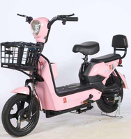 Vélo électrique à deux roues pour adultes avec cadre en acier à haute teneur en carbone et batterie au plomb-acide 48V pour utilisation sur route urbaine, autonomie de 15 à 25 km