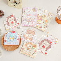 Mini cartes de vœux pliables en forme d'animaux, mignonnes, en aquarelle, renard, ours, lapin, cartes vierges pour vœux