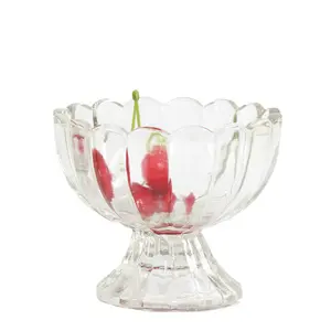 Customized Luxury 150ml Transparent Yogurt Glass Cup Restaurant Ice Cream Glass Bowl