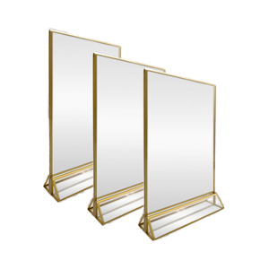 Số lượng lớn Acrylic tam giác cơ sở Bảng thẻ Vàng biên giới 8x5.3inch cho đám cưới Bảng số Giá hiển thị Đứng HD trong suốt - Product Image 3