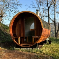 Sauna en bois de cèdre rouge pour 4 personnes, fonction vapeur humide, sauna en baril extérieur avec chauffage au poêle, villas, prix bas