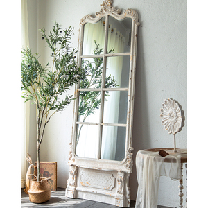 Espejo <span class=keywords><strong>de</strong></span> pie grande con marco <span class=keywords><strong>de</strong></span> madera, estilo europeo, lavado a mano, Art Deco, para sala <span class=keywords><strong>de</strong></span> estar - Product Image 3