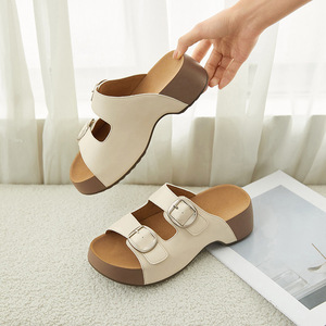 Women's Chunky-Soled <b>Sandals</b> 2026 New Arrival Retro Suede <b>Flat</b>-Heel Elevated <b>Sandals</b> Summer Outings - Product Image 5