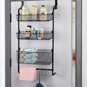 3 Tier Metal Wire Hanging Storage Rack Basket Pantry Door Organizer Over The Door Organizer For Kitchen Bathroom