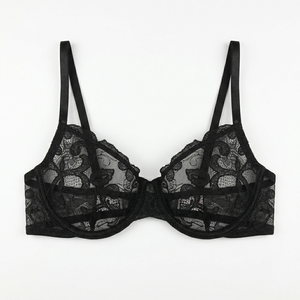 Ensemble de Lingerie en Dentelle Vente en Gros OEM Vintage Motif Floral OEKO-TEX Grande Taille Soutien-Gorge et Culotte en Maille Transparente pour Boudoir Lune de Miel Femme - Product Image 5