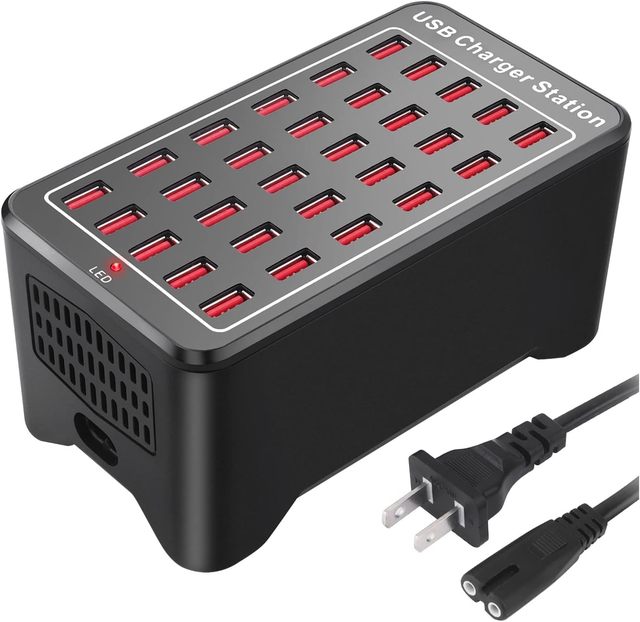 USB Charger, 30 Port 150W(30A) USB Charging Station Multi Port USB Hub Charger with Smart Detect for Multiple Devices