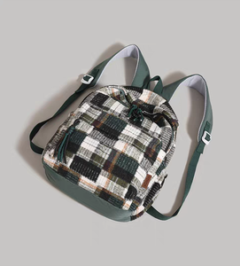 Custom Woolen Plaid <b>Backpack</b> 2025 New Female College Student Schoolbag Large Capacity Casual Travel <b>Backpack</b> - Product Image 4