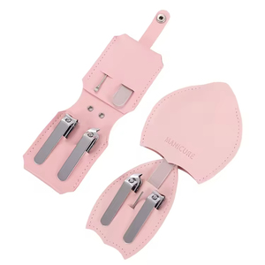 JM - Juego de Manicura de 4 Piezas, Color Rosa, Acero Inoxidable, Cortaúñas, Lima de Uñas, Portátil, con Logotipo Personalizable, Regalo para Niñas - Product Image 3