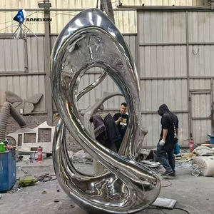Escultura Irregular personalizada-Escultura de <span class=keywords><strong>piscina</strong></span> de acero inoxidable con espejo con anillos entrelazados (característica de agua urbana moderna) - Product Image 5