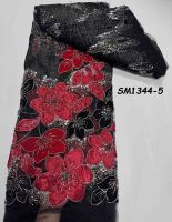 Tissu de dentelle de filet de gland de conception de brocart Jacquard Jacquard Jacquard de satin à la mode pour le motif animal de style sexy