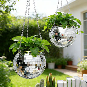 Maceta de Bola de Discoteca Chuang De, Maceta Colgante con Espejo <span class=keywords><strong>para</strong></span> Plantas Suculentas, Decoración de Jardín <span class=keywords><strong>para</strong></span> el Hogar, Brillante Bajo la Luz Solar - Product Image 2