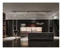 Meuble de cuisine îlot en MDF avec évier, design personnalisé, verre intelligent, conception gratuite