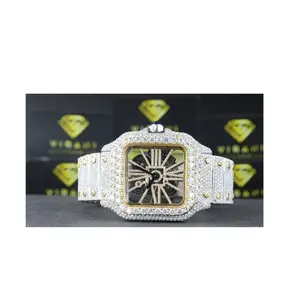 Elegant Look Fashion Square Men's Watch Out Hip-Hop Full Diamond Custom Watch for Mens from Indian Supplier