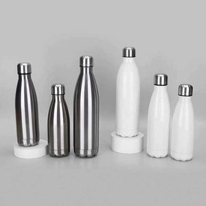 Stainless Steel Vacuum Insulated Water Bottle Minimalist Design Travel Flask Double Wall <b>Thermos</b> White and Silver Colors - Product Image 1