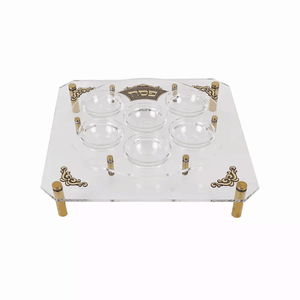 Plateau alimentaire en <span class=keywords><strong>acrylique</strong></span> transparent assiette à Seder pour passoire, <span class=keywords><strong>plaque</strong></span> à Seder en Lucite carré en or - Product Image 3