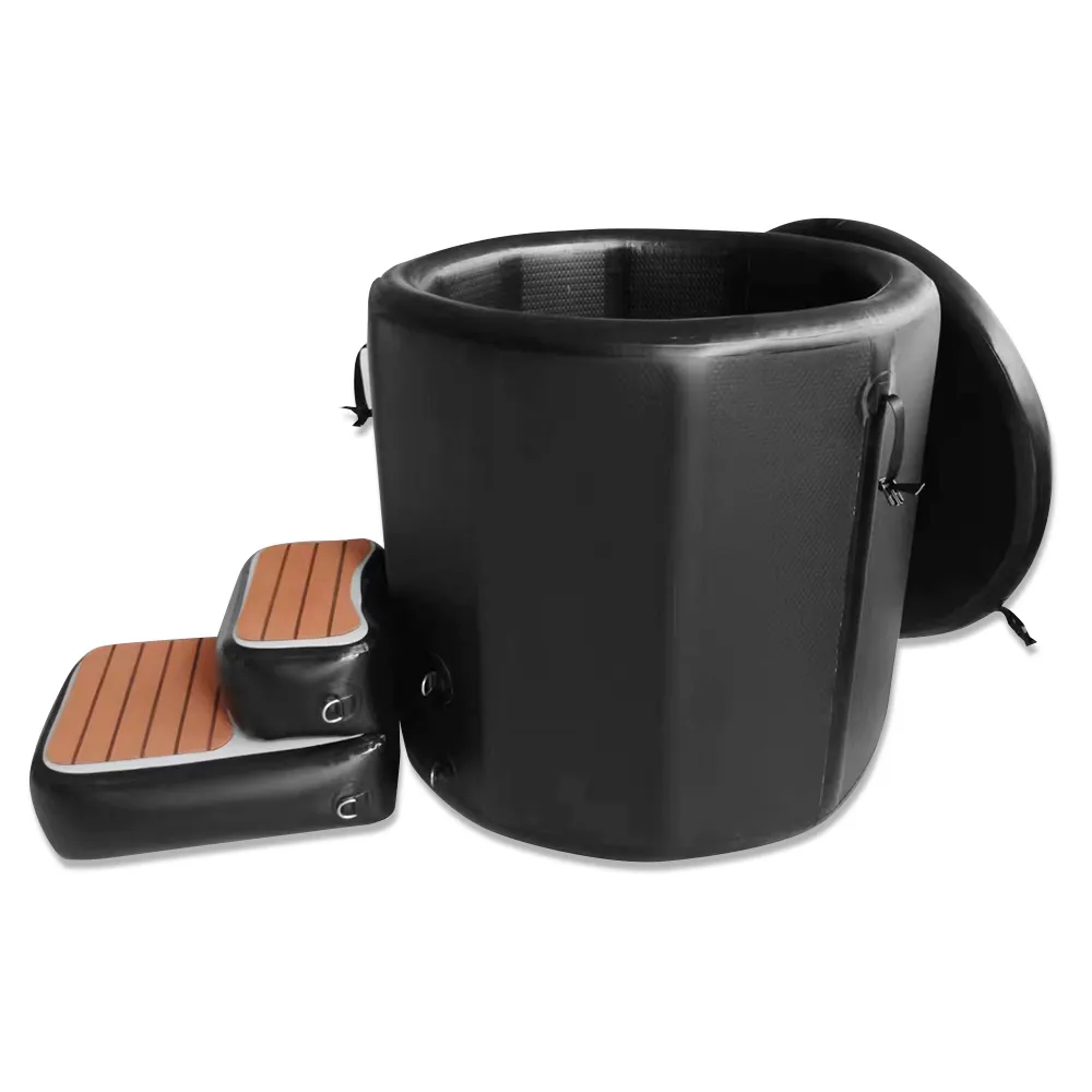 Vasca idromassaggio gonfiabile tutta nera con borsa da trasporto con Design personalizzato vasca da bagno fredda