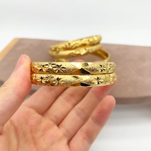 Dropshipping Wholesales 8mm Brass 14K/18K <b>Gold</b> Plated Trendy Star Carved <b>Bangle</b> Party Gift for Middle Eastern Women's Jewelry - Product Image 1
