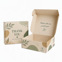 Caixas de Envio Personalizadas em Papelão Corrugado Bege com Design Botânico Verde Sálvia para Agradecimento ao Cliente